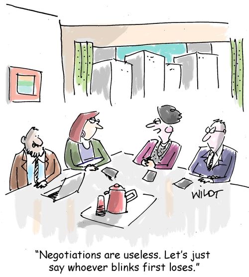 "Negotiations are useless. Let's just say whoever blinks first loses."