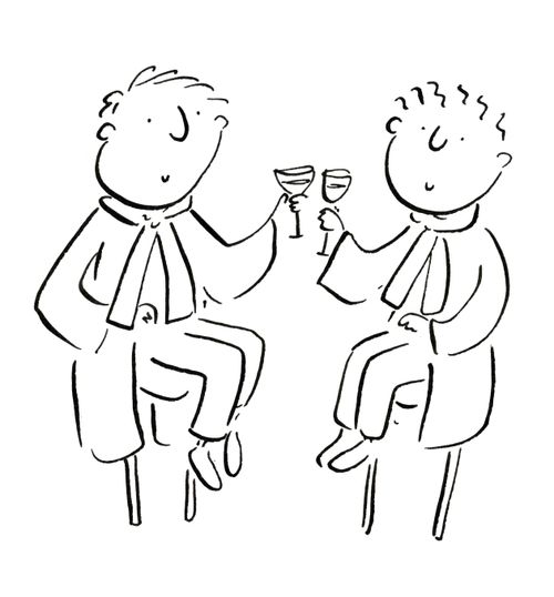 Two men toasting