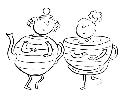 A teacup and teapot
