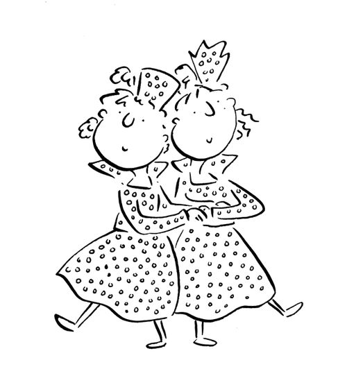 Two women in jeweled dresses