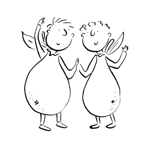 Lovers dressed as pears