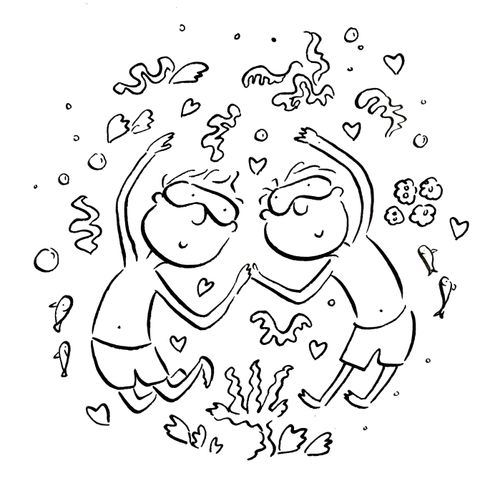Lovers scuba diving