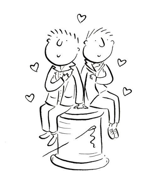 Two lovers sitting on a bobbin