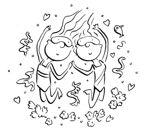 Lovers swimming underwater
