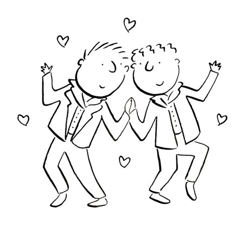 Two Victorian men dancing