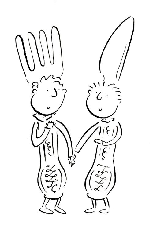 A couple dressed as a knife and a fork