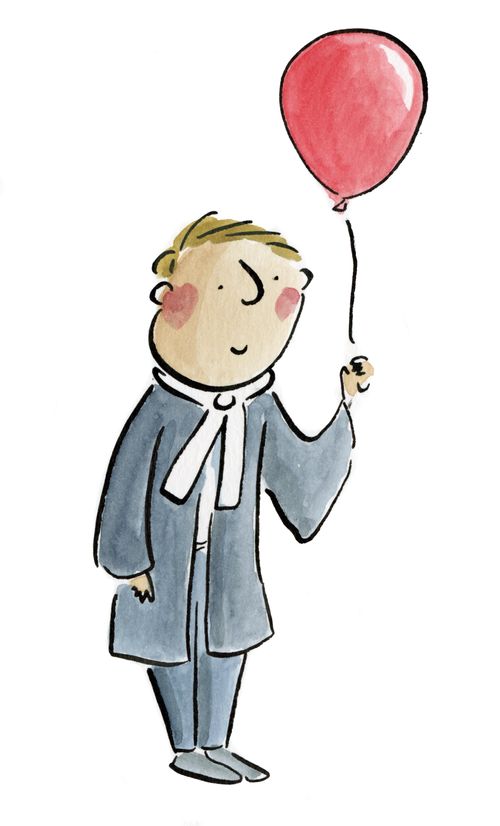Man with red balloon