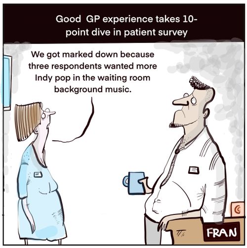 "We got marked down because three respondents wanted more Indy pop in the waiting room background music."