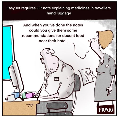 EasyJet requires GP note explaining medicine in travellers hand luggage.
