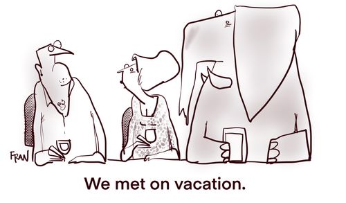 "We met on vacation."