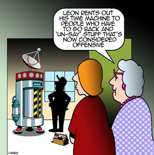 "Leon rents out his time machine to people who have to go back and 'un-day' stuff that's now considered offensive."