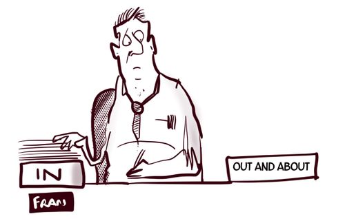 An inbox and an 'out and about' box