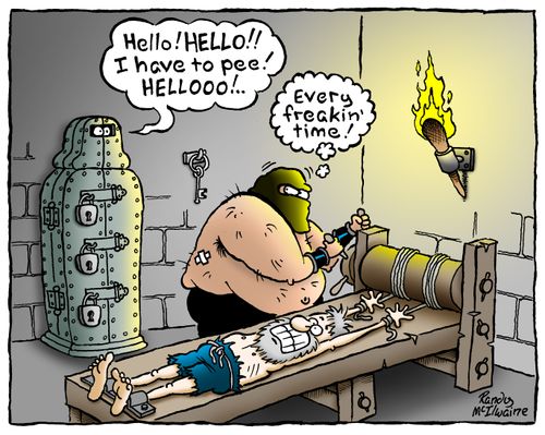 "Hello! HELLO!! I have to pee! HELLOOO!.."