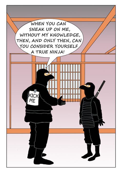 "When you can sneak up on me, without my knowledge, then, and only then, can you consider yourself a true Ninja!"
