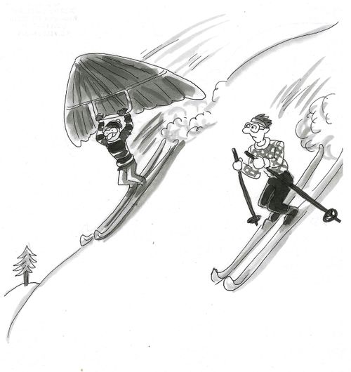 A skier and a paraglider