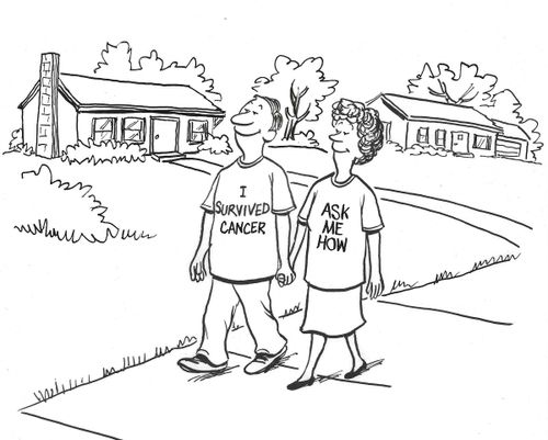 A man who survived cancer and his wife.