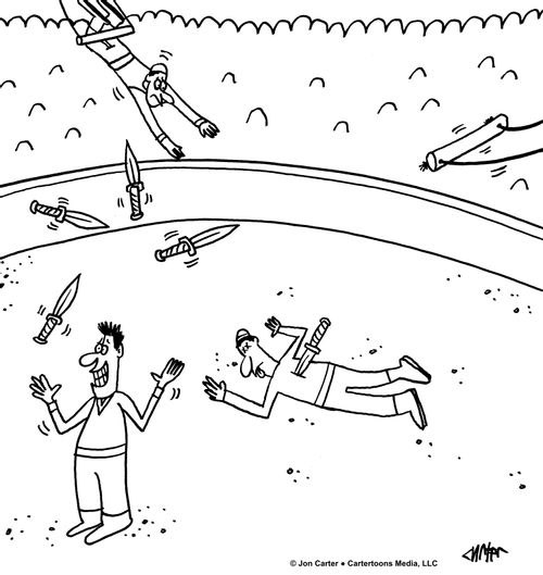 Dagger Juggling Circus Act Goes Wrong
