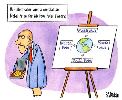 Our illustrator wins a consolation Nobel Prize for his Four Poles Theory