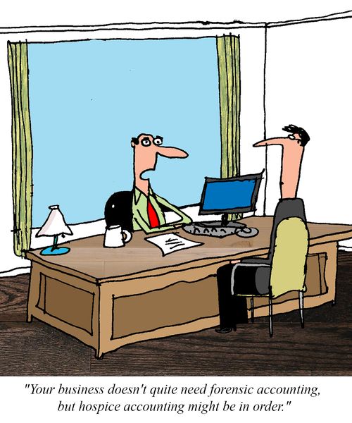 "Your business doesn't quite need forensic accounting, but hospice accounting might be in order."