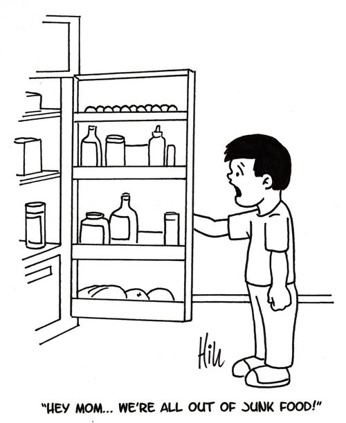 "Hey Mom... we're all out of junk food!"