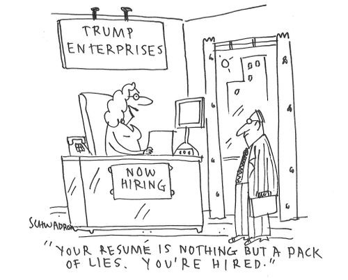 "Your resume is nothing but a pack of lies...you're hired."