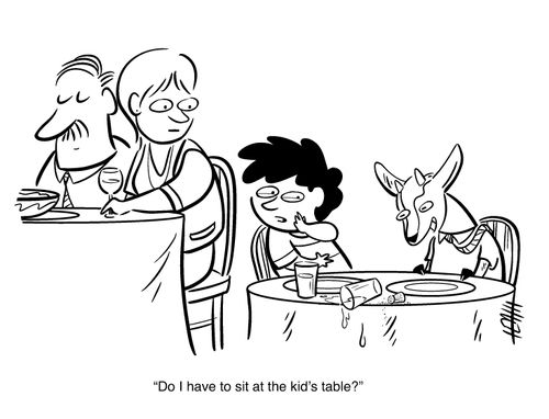 "Do I still have to sit at the kid's table?"