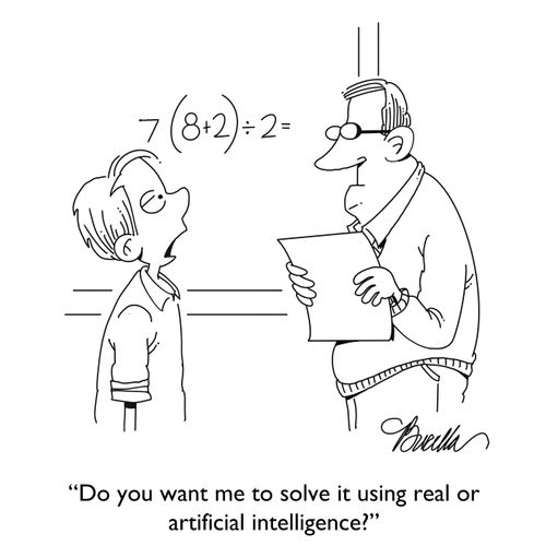 "Do you want me to solve it using real or artificial intelligence?"