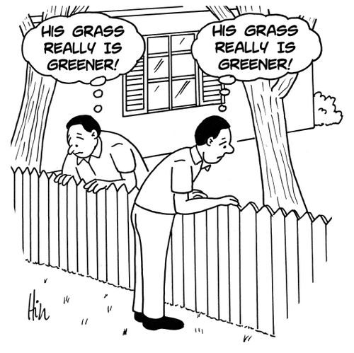 "His grass really is greener!"
