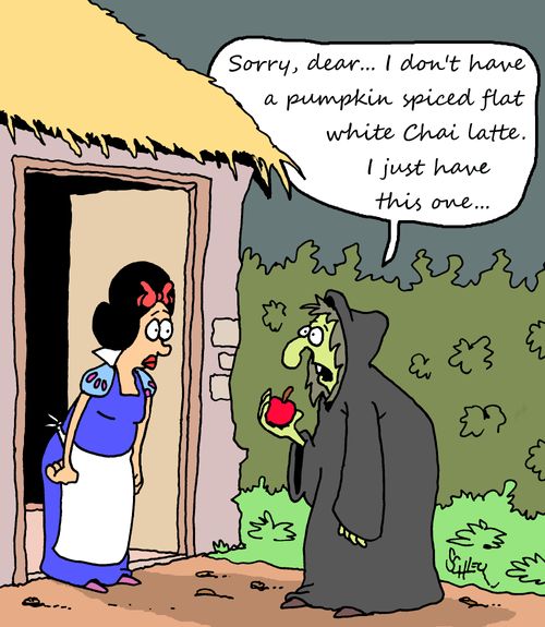 "Sorry, dear... I don't have a pumpkin spiced flat white chai latte. I just have this one..."