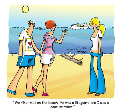"We first met on the beach. He was a lifeguard and I was a poor swimmer."