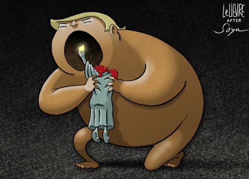 Donald Trump Devouring Statue of Liberty