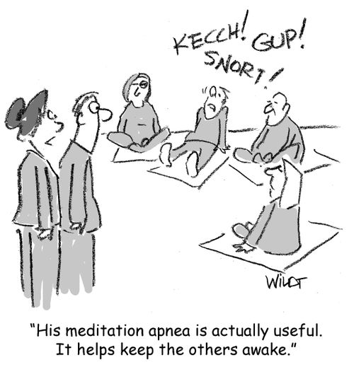 "His meditation apnea is actually useful. It helps keep the others awake."