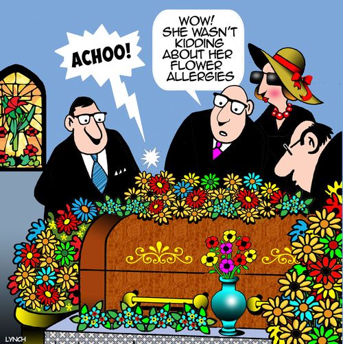 "Wow! She wasn't kidding about her flower allergies."