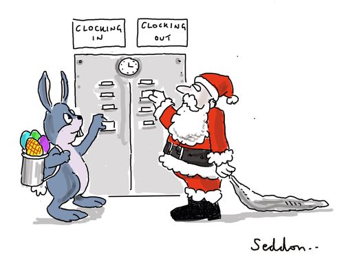 "Clocking in, clocking out."