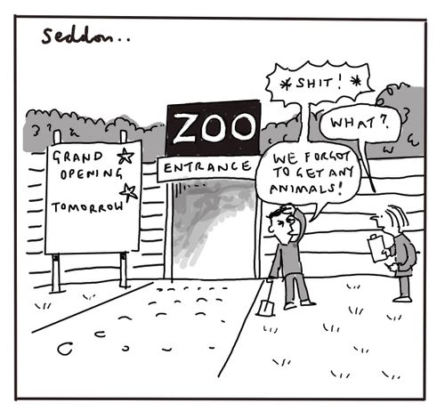 "Shit! We forgot to get any animals!"