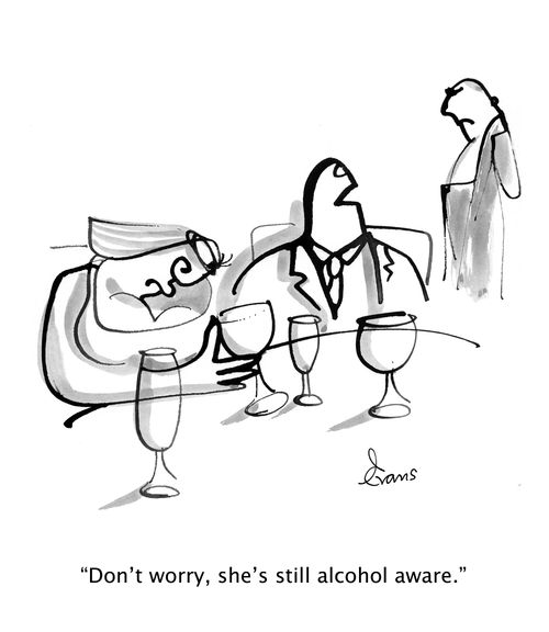 "Don't worry, she's still alcohol aware."
