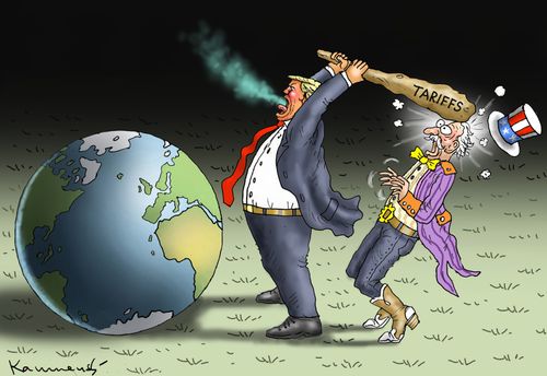 Trump Hitting Uncle Sam On The Head With Tariffs Club