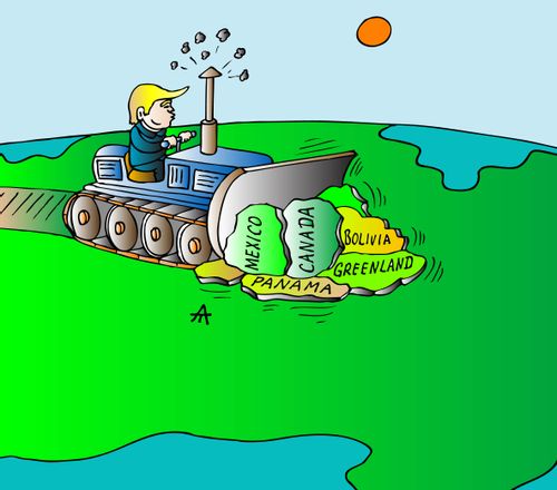 Donald Trump Bulldozing Mexico, Canada, Panama, Bolivia, and Greenland