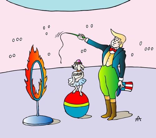 Donald Trump and Europe Dog Circus Act
