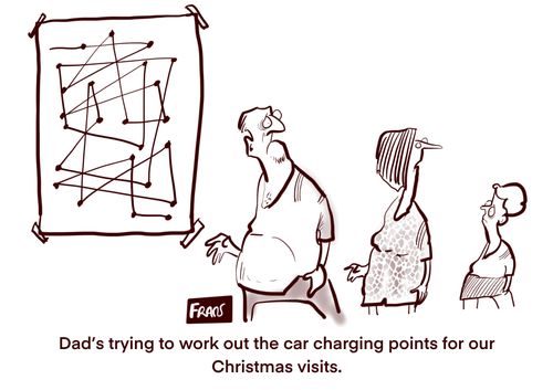 "Dad's trying to work out the car charging points for our Christmas visits."