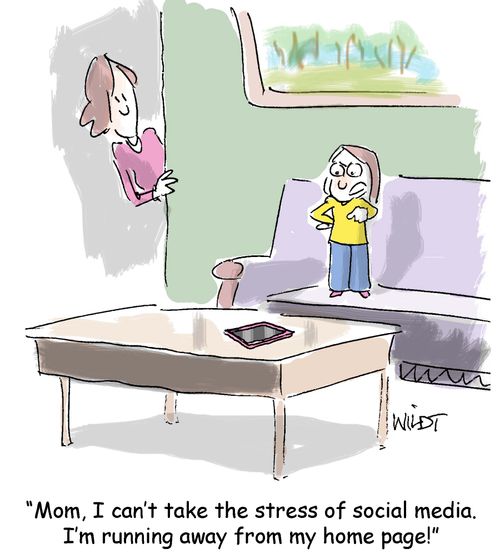 "Mom, I can't take the stress of social media. I'm running away from my home page!"