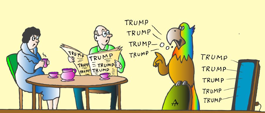 Man Hears About Trump In Morning Paper, Parrot, And Television