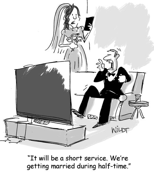 "It will be a short service. We’re getting married during half-time."