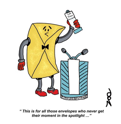 "This is for all those envelopes who never get their moment in the spotlight..."