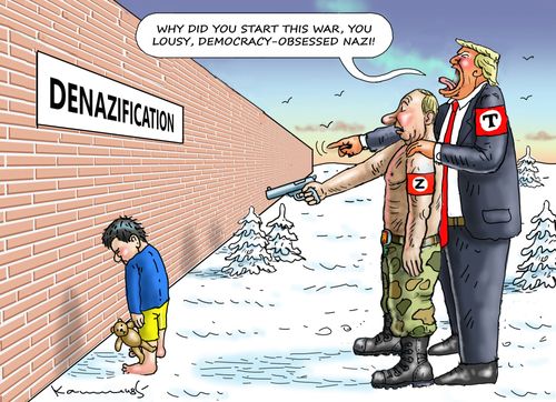 "Why did you start this war, you lousy, democracy-obsessed Nazi!"