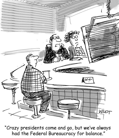 "Crazy presidents come and go, but we've always had the Federal Bureaucracy for balance."