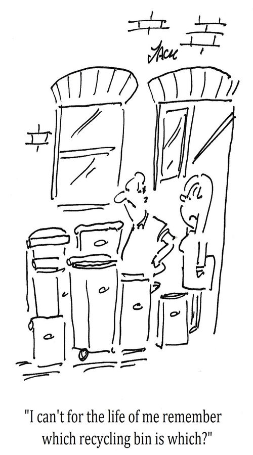 "I can't for the life of me remember which recycling bin is which?"