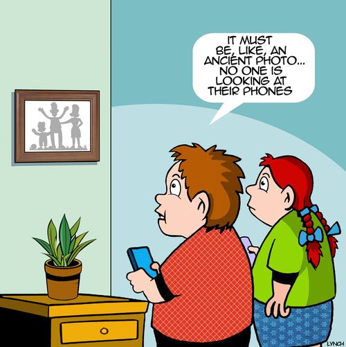 "It must be, like, an ancient photo....no one is looking at their phones."