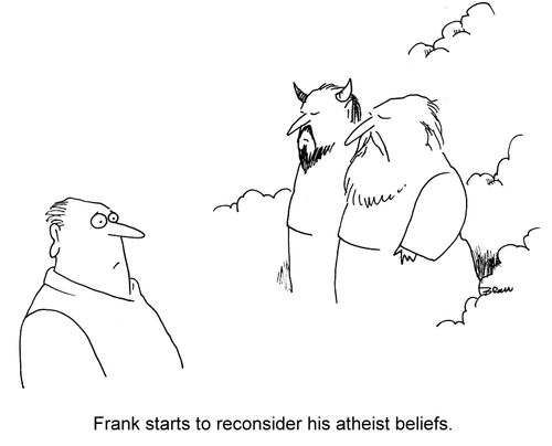 Frank starts to reconsider his atheist beliefs.