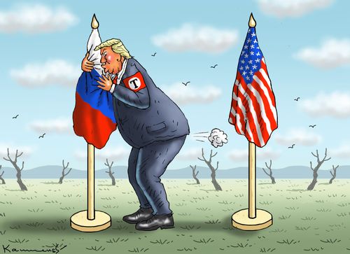 Donald Trump Kissing Russian Flag While Farting At American Flag